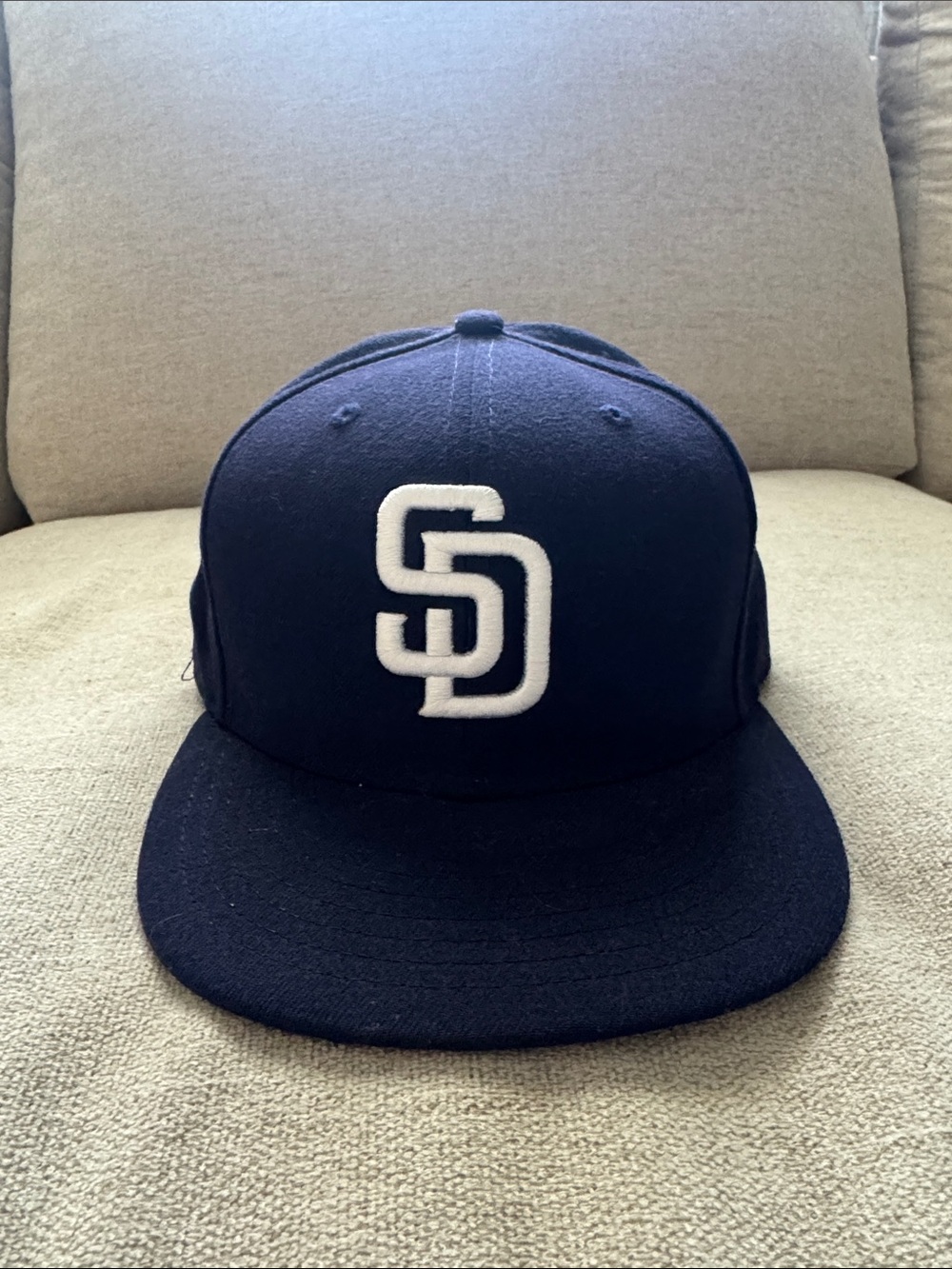 San Diego Padres Navy Snapback Hat - White SD Logo 7 1/8